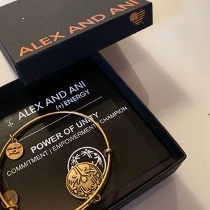Alex and Ani positive unity charm brass bracelet